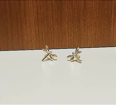 Brinco LIbélula Banhado em Ouro 18 k.