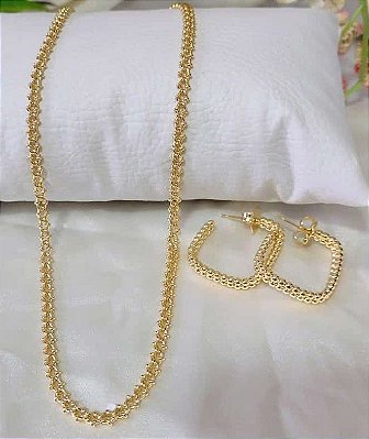 Colar Corrente com Detalhes Banhado em Ouro 18k.