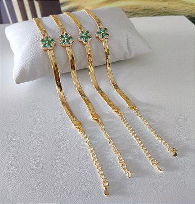 Pulseira Fita Com Detalhes Em  pedras Zircônias Banhada em Ouro 18 k.
