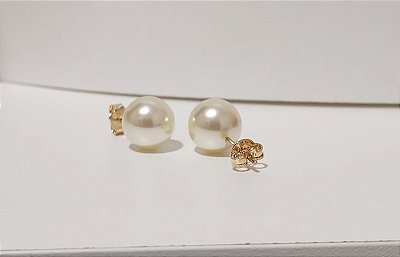 Brinco Bola Pérola Banhado em Ouro 18 k.