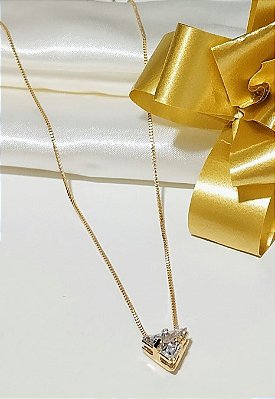 Colar ponto de Luz Triangular Banhado em Ouro 18 k.