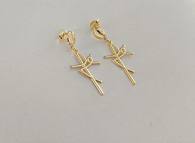 Brinco Pendurado Fé Banhado em Ouro 18 k