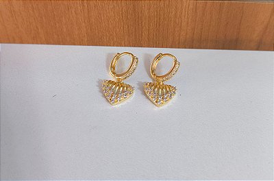 Brinco Argola Clique Coração Banhado em Ouro 18 k.