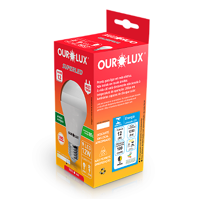 LÂMPADA SUPERLED BULBO OUROLUX 12W BIVOLT 6500K E27 20041