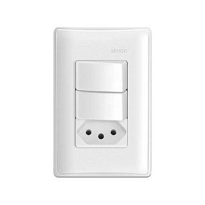 CONJUNTO INTERRUPTOR SIMPLES+PARALELO+TOMADA 2P+T SIMON 10A BR 19.959-30