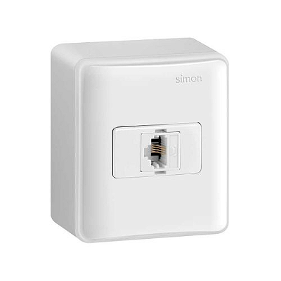 CONJUNTO CAIXA SOBREPOR SIMON COM TOMADA RJ11 4FIOS BR 19.976-30