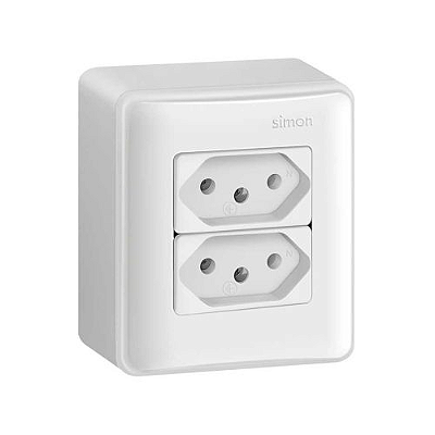 CONJUNTO CAIXA SOBREPOR SIMON COM 2 TOMADAS 2P+T 10A BR 19.981-30
