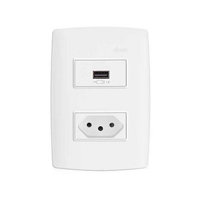 CONJUNTO TOMADA USB 2.1A SIMON + TOMADA 2P+T 10A BR 30.952-30