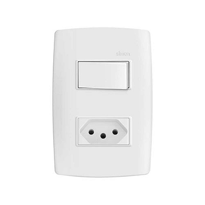 CONJUNTO INTERRUPTOR SIMPLES SIMON + TOMADA 2P+T 10A 4x2 BR 30.956-30
