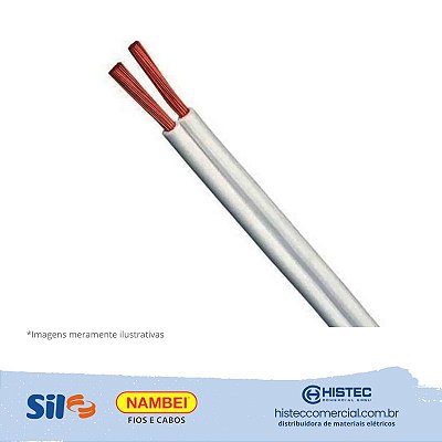 CABO FLEXÍVEL PARALELO 300V 2X1,0MM2 BR SIL OU NAMBEI de acordo com a disponibilidade