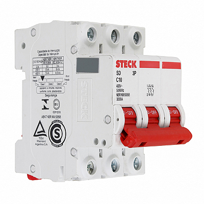 DISJUNTOR TRIPOLAR STECK SD-63.C.10 10A 3KA