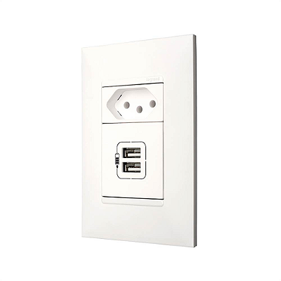 CONJUNTO 2 CARREGADOR USB + TOMADA 3P 10A 4x2 BR 615093BC PIAL PLUS+