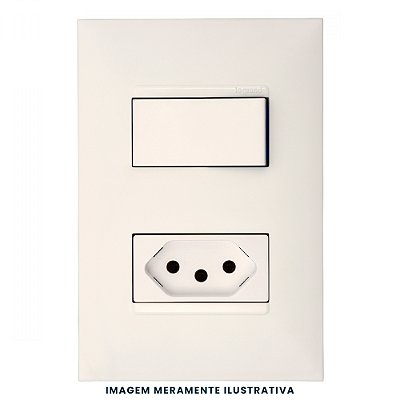 CONJUNTO INTERRUPTOR SIMPLES + TOMADA 2P+T 10A 4x2 BR 615074BC PIAL PLUS+