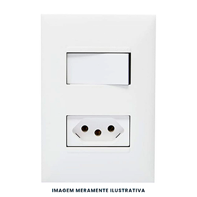 CONJUNTO INTERRUPTOR SIMPLES + TOMADA 2P+T 20A 4x2 BR 615073BC PIAL PLUS+