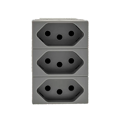 TOMADA 2P+T 10A TRIPLEX CZ BORNE AUTOMÁTICO MONOBLOCO 615043CZ  PIAL PLUS+