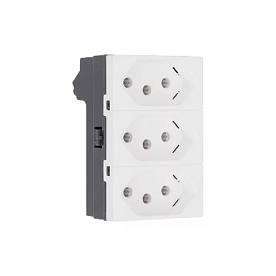 TOMADA 2P+T 10A TRIPLEX BR BORNE AUTOMÁTICO MONOBLOCO 615043BC PIAL PLUS+
