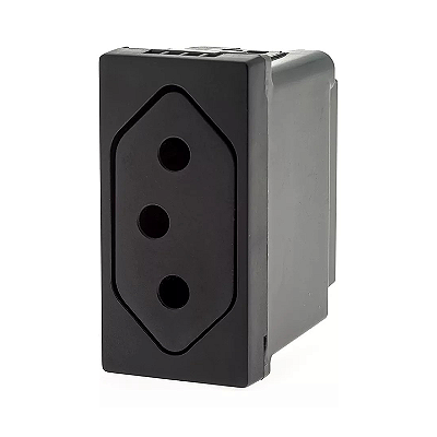TOMADA 2P+T 10A FUNDO MÓVEL PT BORNE AUTOMÁTICO 615041PT  PIAL PLUS+