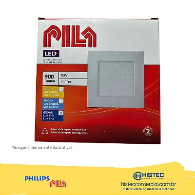 LUMINÁRIA PILA LED DL052 EMBUTIR QUADRADA 12W 6K 900l BIVOLT PHILIPS