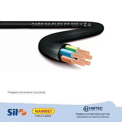 CABO PP SILFLEX 500V 5x6,0MM2 PRETO SIL OU NAMBEI de acordo com a disponibilidade