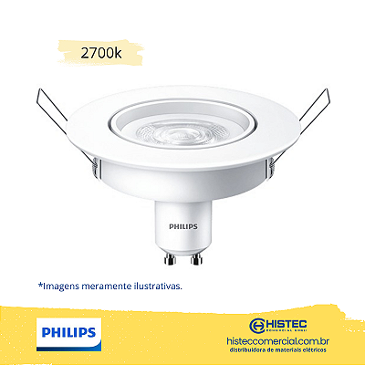 LUMINÁRIA LED SPOT PHILIPS 5W/827 36º BIVOLT SPOT LED 5-50W QUENTE REDONDA