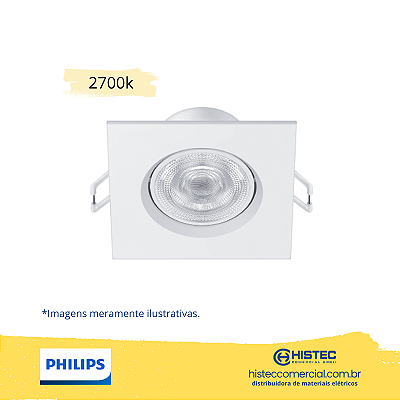 LUMINÁRIA LED SPOTKIT SL052 PHILIPS QUADRADA 4,2W 2,7K 350L BIVOLT BRANCA
