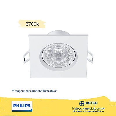 LUMINÁRIA LED SPOTKIT SL052 PHILIPS QUADRADA 6,2W 2,7K 500L BIVOLT BRANCA