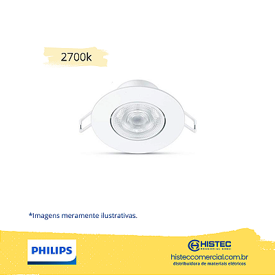 LUMINÁRIA LED SPOTKIT SL052 PHILIPS REDONDA 4,2W 2,7K 350L BIVOLT BRANCA