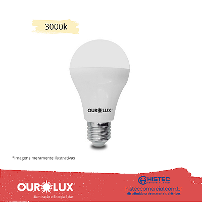 LÂMPADA SUPERLED BULBO OUROLUX 9W BIVOLT 3000K E27 20036