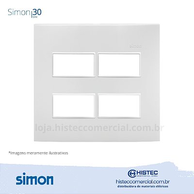 PLACA 4x4 4P SEP+SUPORTE BRANCA SIMON 30 LINE 300912-50