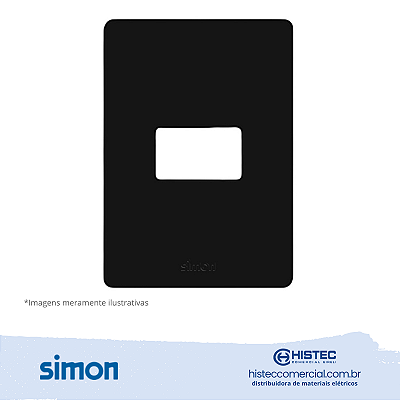 PLACA 4x2 1P HORIZONTAL+SUPORTE PRETO SIMON 20.911-37