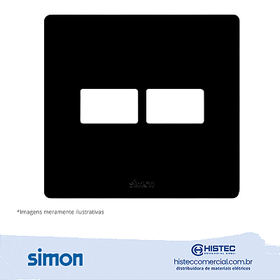 PLACA 4x4 2P HORIZONTAL+SUPORTE PRETO SIMON 20.911-57