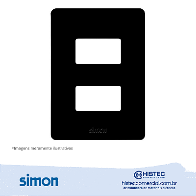 PLACA 4x2 2P SEPARADOS+SUPORTE PRETO SIMON 20.912-37