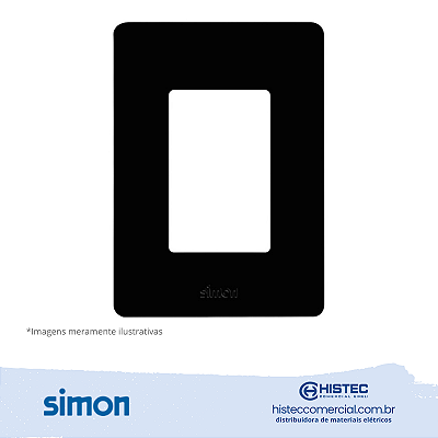 PLACA 4x2 3P HORIZONTAL+SUPORTE PRETO SIMON 20.913-37