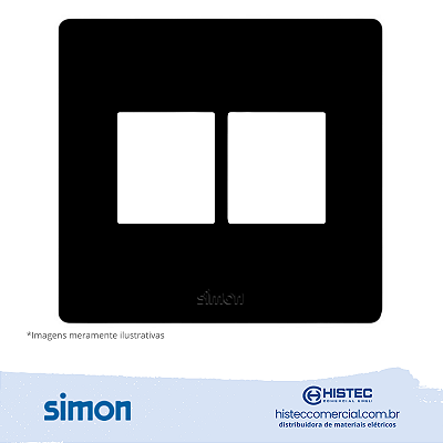 PLACA 4x4 4P HORIZONTAL+SUPORTE PRETO SIMON 20.922-57