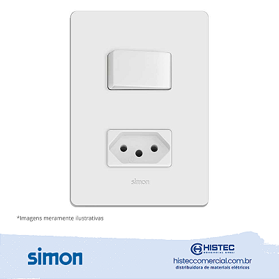 CONJUNTO INTERRUPTOR PARALELO+TOMADA 2P+T 10A BRANCA SIMON 20.958-30