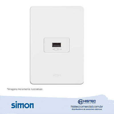 CONJUNTO TOMADA USB 2.1A BIVOLT BRANCA SIMON 20.963-30
