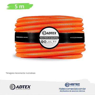 ELETRODUTO CORRUGADO FLEX PVC LARANJA 25MM-3/4" COM 05M ADTEX