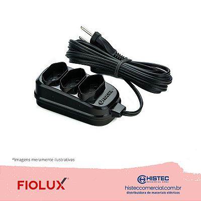 EXTENSÃO CONNECT PLUS COM 3 TOMADAS 3P 20A COM CABO 5M PT FIOLUX