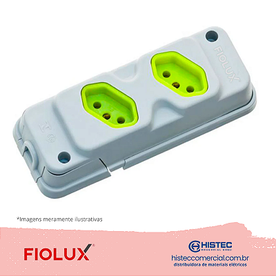 TOMADA BARRA ROBUST COM 2 TOMADAS 3P 20A CINZA-VERDE FIOLUX