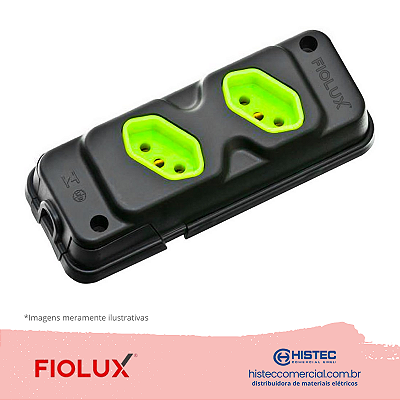 TOMADA BARRA ROBUST COM 2 TOMADAS 3P 20A PRETO-VERDE FIOLUX