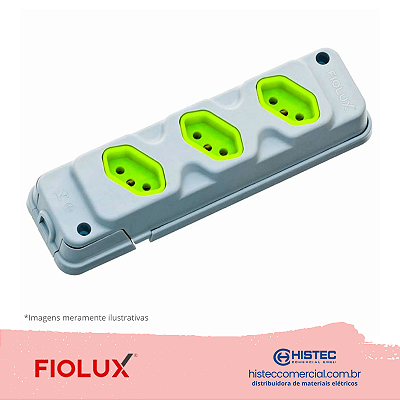 TOMADA BARRA ROBUST COM 3 TOMADAS 3P 20A CINZA-VERDE FIOLUX