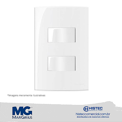 CONJUNTO 2 INTERRUPTOR SIMPLES SEPARADOS 10A 250V MARGIRIUS SLEEK BR 15825