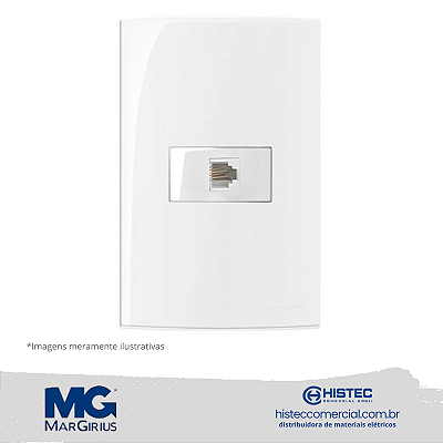 CONJUNTO TOMADA TELEFONE RJ11 4 FIOS MARGIRIUS SLEEK BR 15999