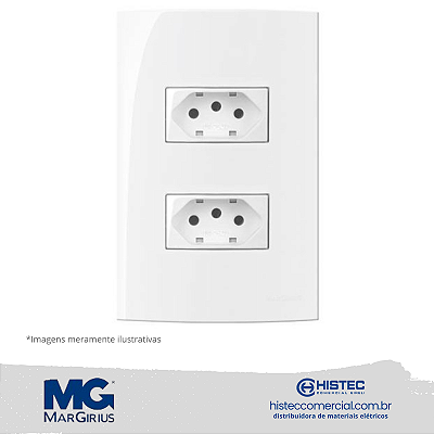 CONJUNTO 2 TOMADAS 2P+T PB 20A 250V MARGIRIUS SLEEK BR 16001