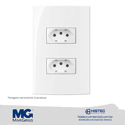 CONJUNTO 2 TOMADAS 2P+T PB 10A 250V MARGIRIUS SLEEK BR 16002