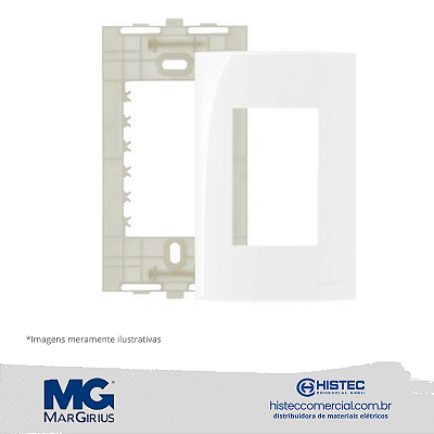 PLACA 4x2 3 POSTOS COM SUPORTE MARGIRIUS SLEEK BR 16023