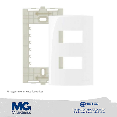PLACA 4x2 2 POSTOS SEPARADOS COM SUPORTE MARGIRIUS SLEEK BR 16024