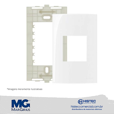 PLACA 4x2 2 POSTOS COM SUPORTE MARGIRIUS SLEEK BR 16025