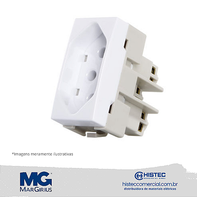 MÓDULO TOMADA 2P+T PB 10A 250V MARGIRIUS SLEEK BR 16049