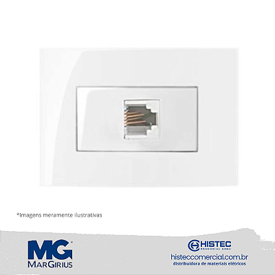 CONJUNTO TOMADA TELEFONE RJ11 4 FIOS PARA MOVEIS MARGIRIUS SLEEK BR 16151